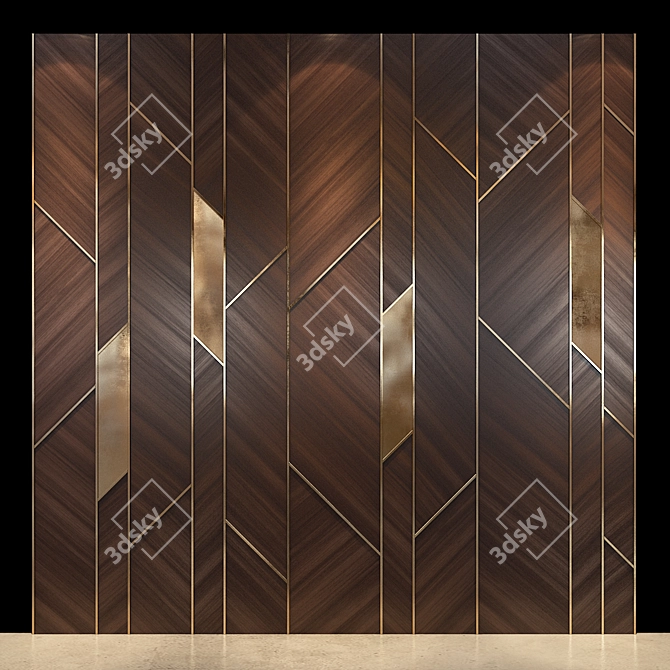 Elegant Wood Wall Panel 3D model image 3