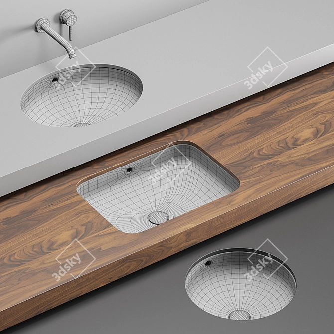 Elegant Cielo Washbasin Set 3D model image 2