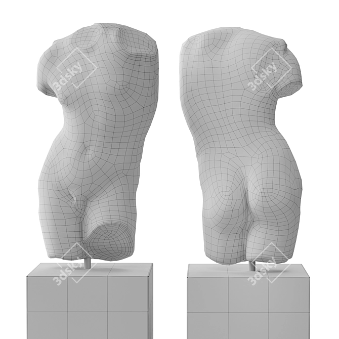 Classic Tattooed Man Torso with Pedestal 3D model image 5