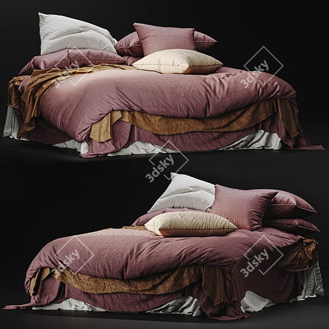 Luxury Linen Bedding Set 3D model image 7
