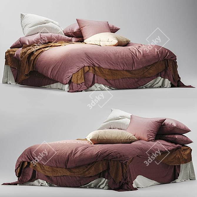 Luxury Linen Bedding Set 3D model image 9