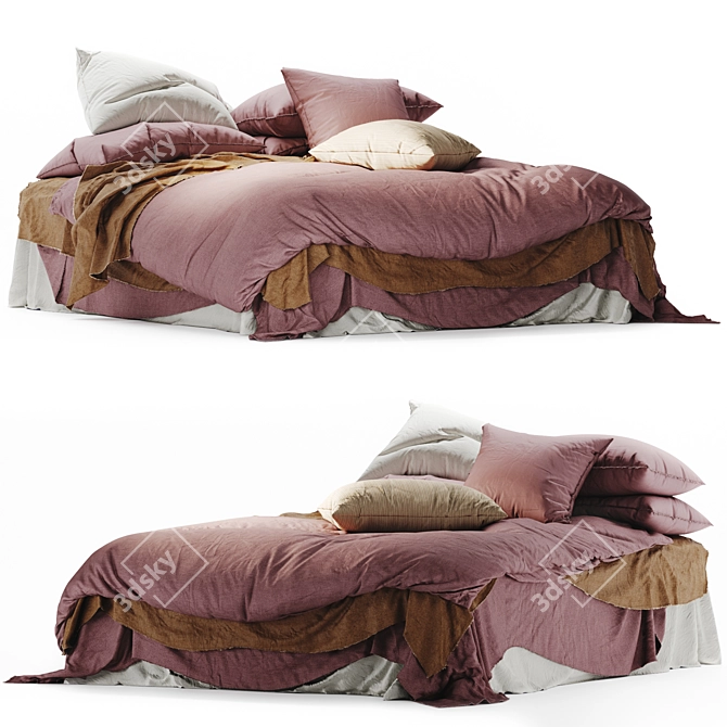 Luxury Linen Bedding Set 3D model image 10