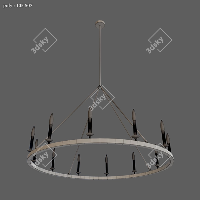 Elegant Iron Round Chandelier 3D model image 3