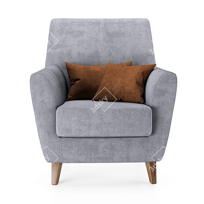 Newbury Upholstered Armchair 3D model image 2