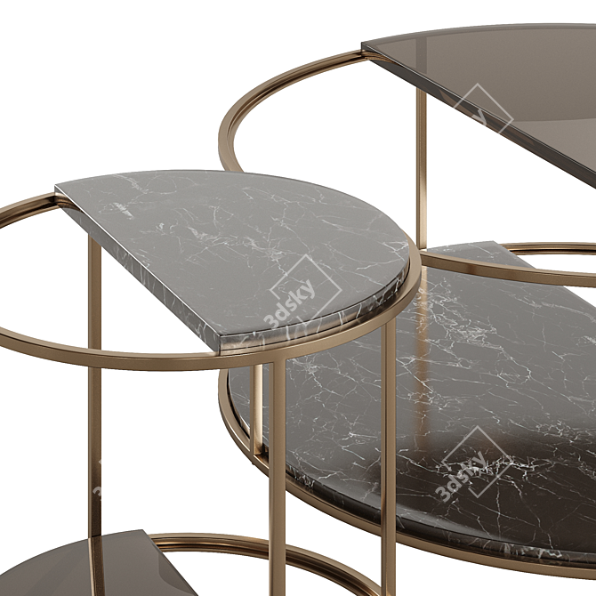 Fendi Boogie Portoro Palladium Marble Table 3D model image 2