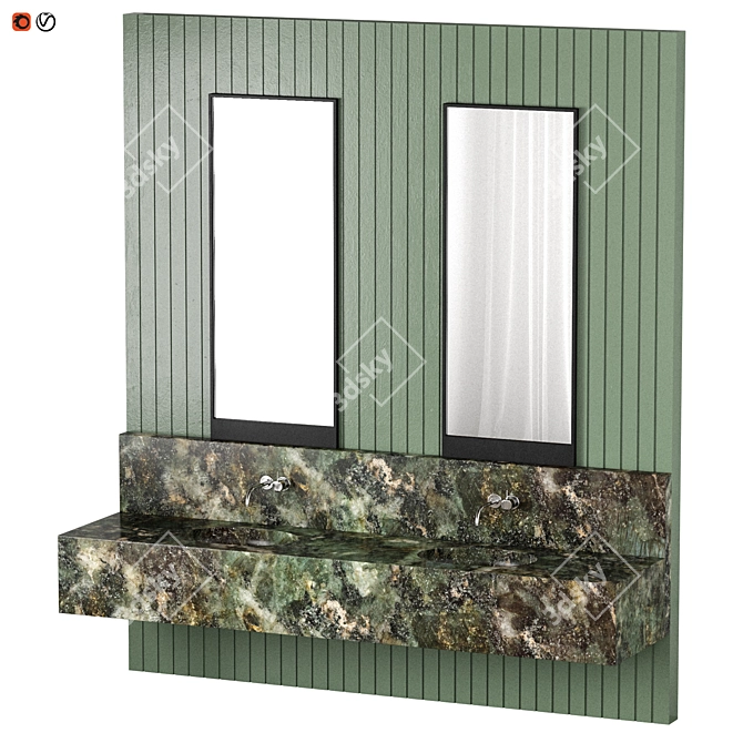 Contemporary Green Bathroom 3D model image 1