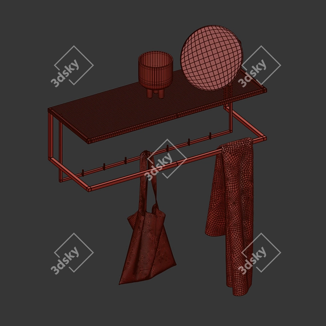 Versatile Wall-Mount Hanger Stand 3D model image 3