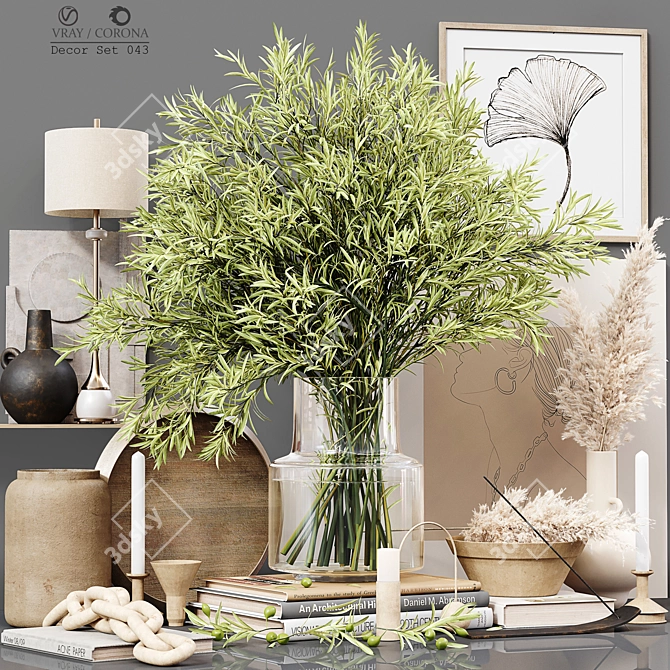 Elegant 3D Decor Set 3D model image 1