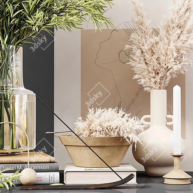 Elegant 3D Decor Set 3D model image 2