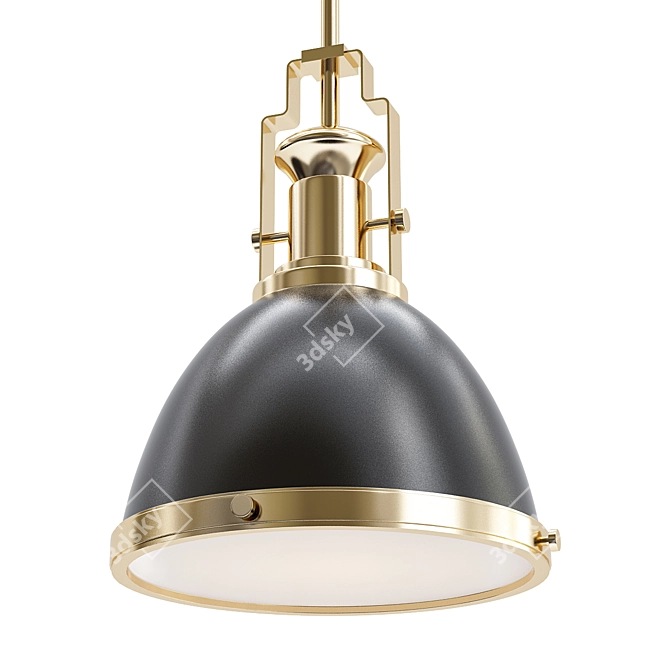 Elegant Burnished Brass Pendant 3D model image 1