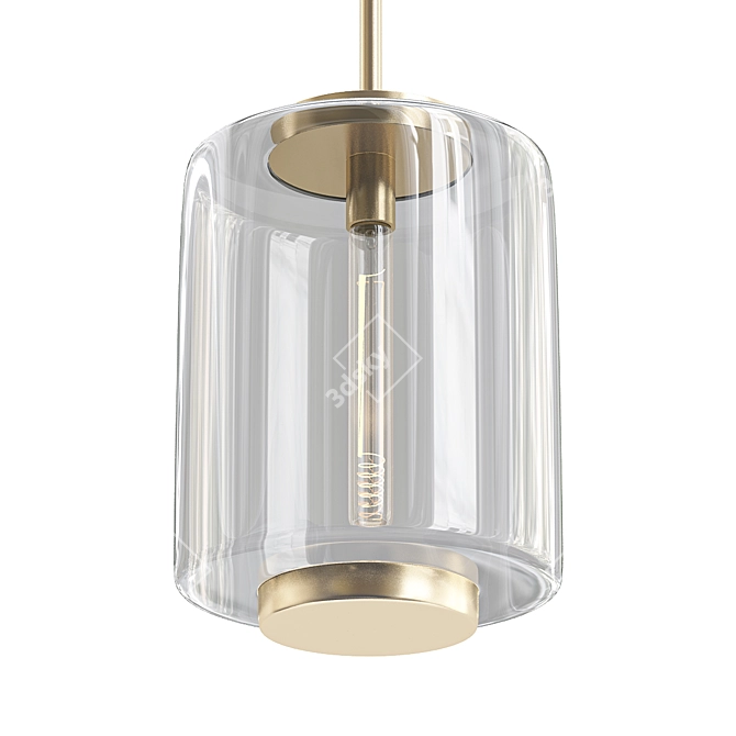 Elegant Bronze Hanging Glass Lamp 3D model image 1