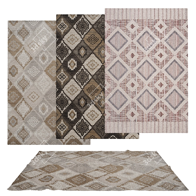 Versatile Set of 6 Rugs 3D model image 1