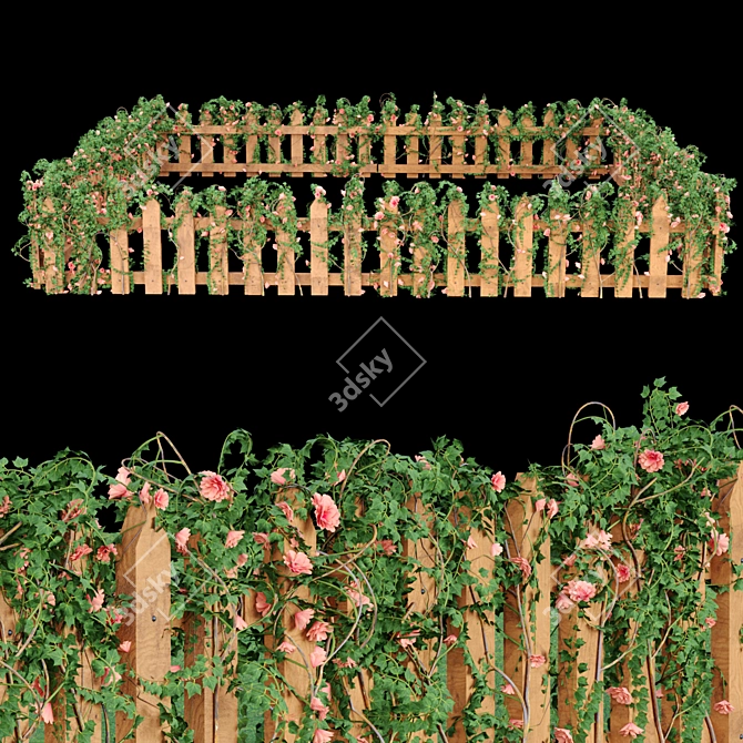 Elegant Ivy Wood Fence: Vol 25 3D model image 2