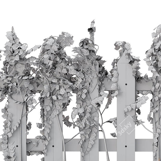 Elegant Ivy Wood Fence: Vol 25 3D model image 4
