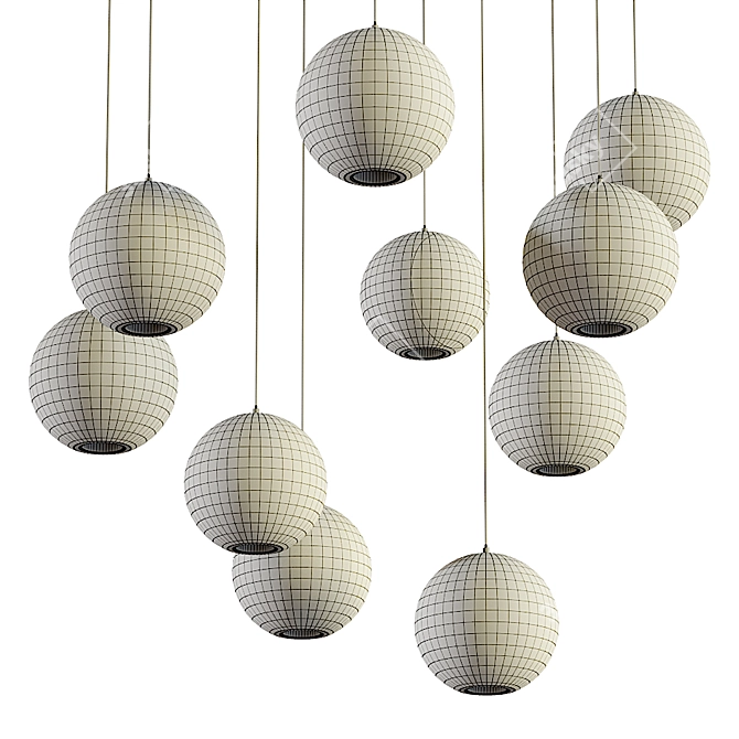 Wooden Ball Pendant Lamp 3D model image 5