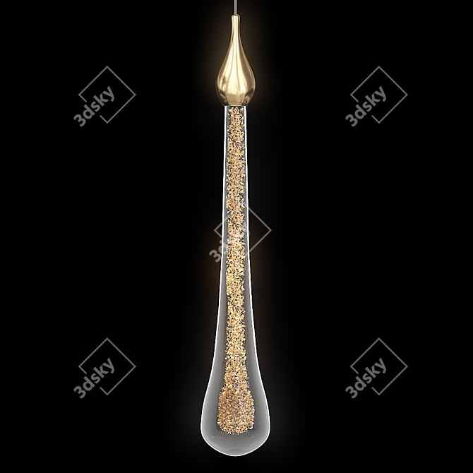 Elegant Golden Drop Pendant 3D model image 2