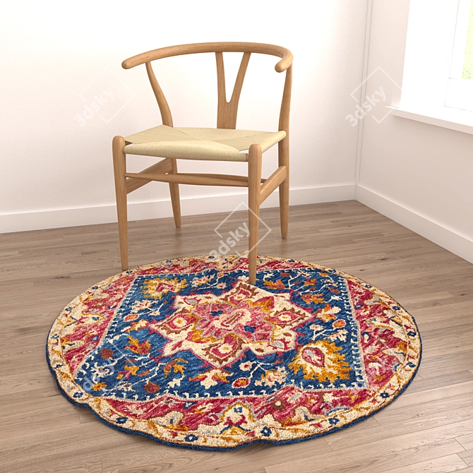 Title: 8-Piece Rug Set with Varied Textures 3D model image 2