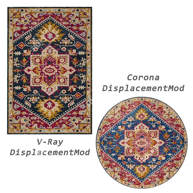 Title: 8-Piece Rug Set with Varied Textures 3D model image 3