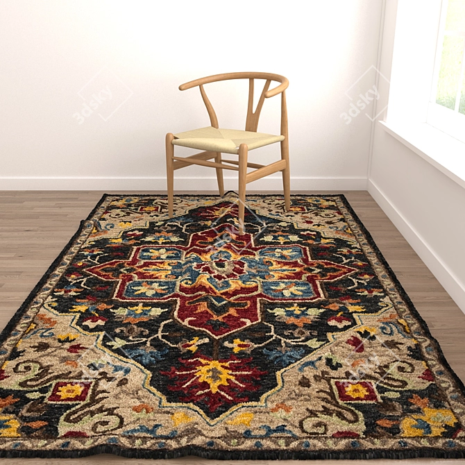 Title: 8-Piece Rug Set with Varied Textures 3D model image 5