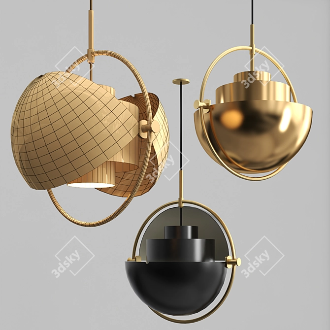 Brass Designer Pendant Lamp 3D model image 2