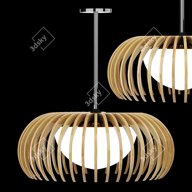 Elegant Bollicina Wood Lamp 3D model image 2