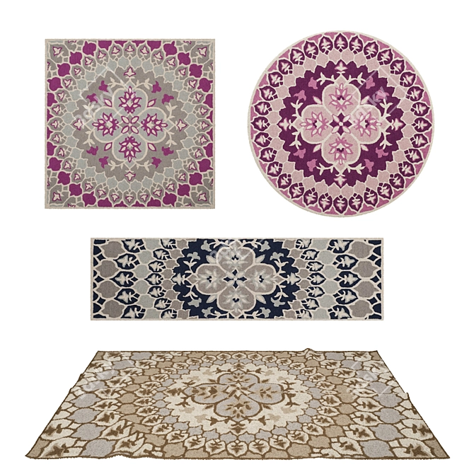 Versatile Set of 8 Rugs 3D model image 1