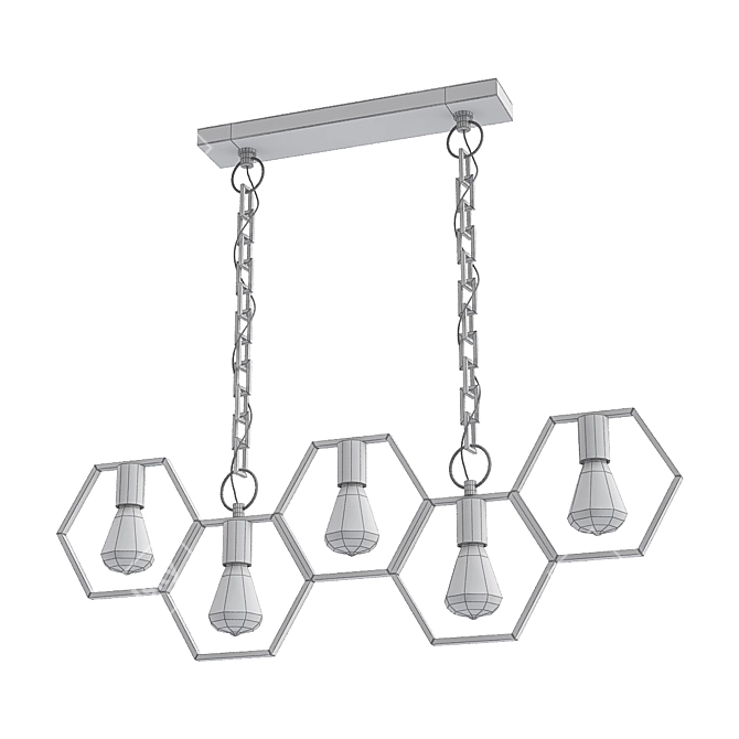 Industrial Black Pendant Light 3D model image 2