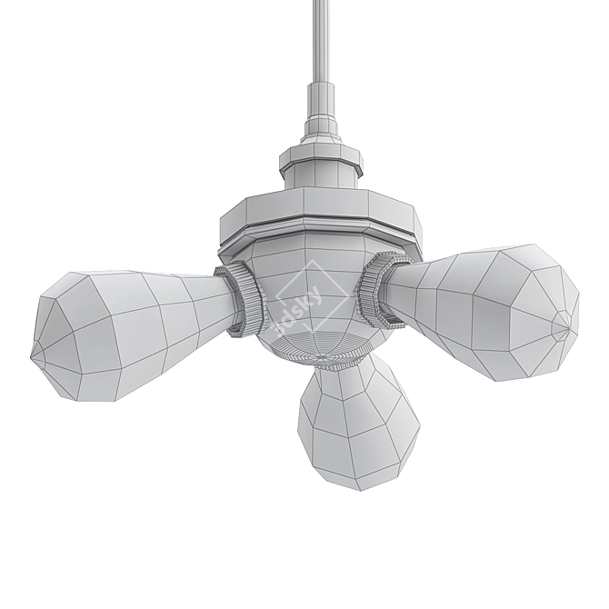 Industrial Loft Pendant Light Trio 3D model image 2