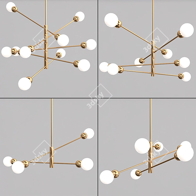 Elegant Pivoting Chandelier with Matte Shades 3D model image 1