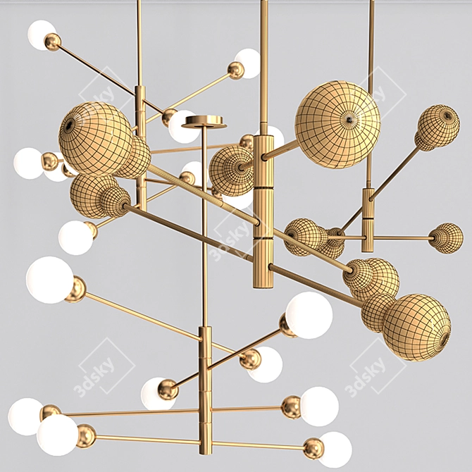 Elegant Pivoting Chandelier with Matte Shades 3D model image 3