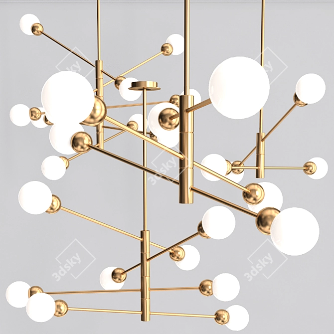 Elegant Pivoting Chandelier with Matte Shades 3D model image 7