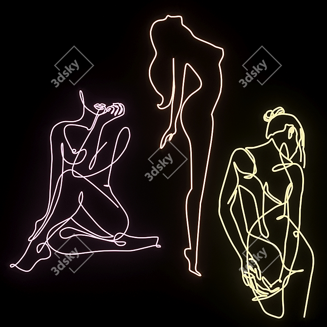 Customizable Neon Woman Sign 3D model image 1