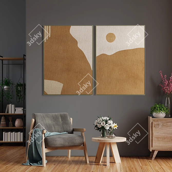 Modern Abstract Photo Frame Set 3D model image 2