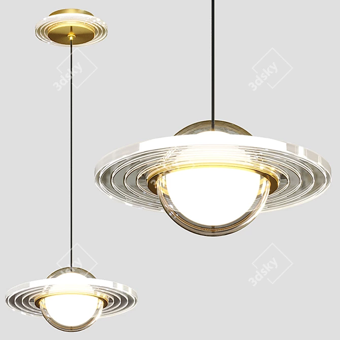 Modern Brass Pendant Lamp 3D model image 1
