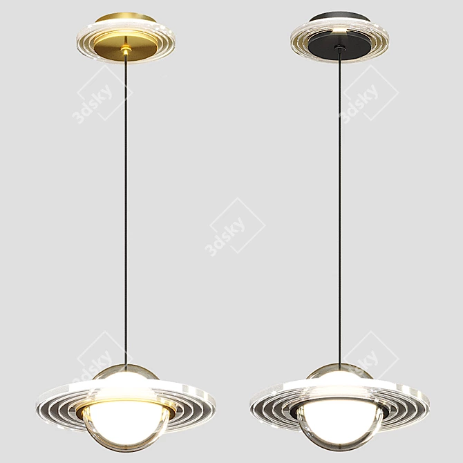 Modern Brass Pendant Lamp 3D model image 2