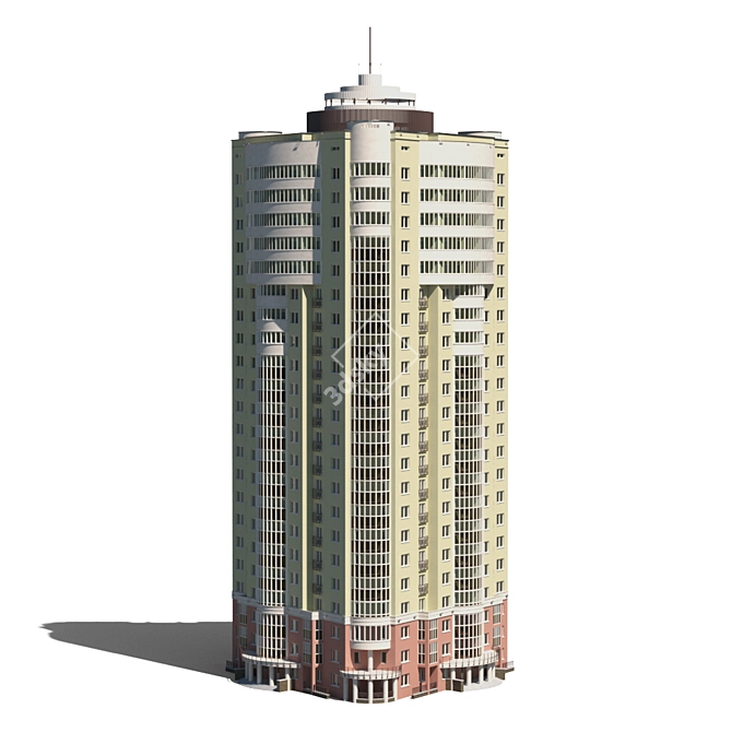 Urban Tower: 22-Story Residential Building 3D model image 1