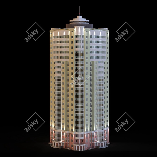 Urban Tower: 22-Story Residential Building 3D model image 2