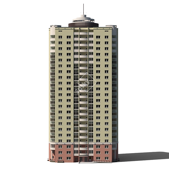 Urban Tower: 22-Story Residential Building 3D model image 3