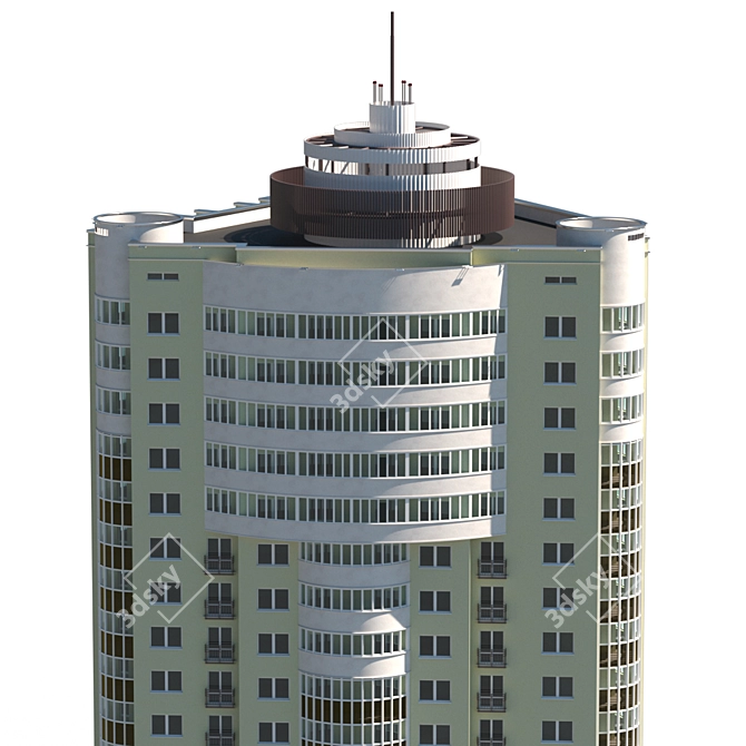 Urban Tower: 22-Story Residential Building 3D model image 5