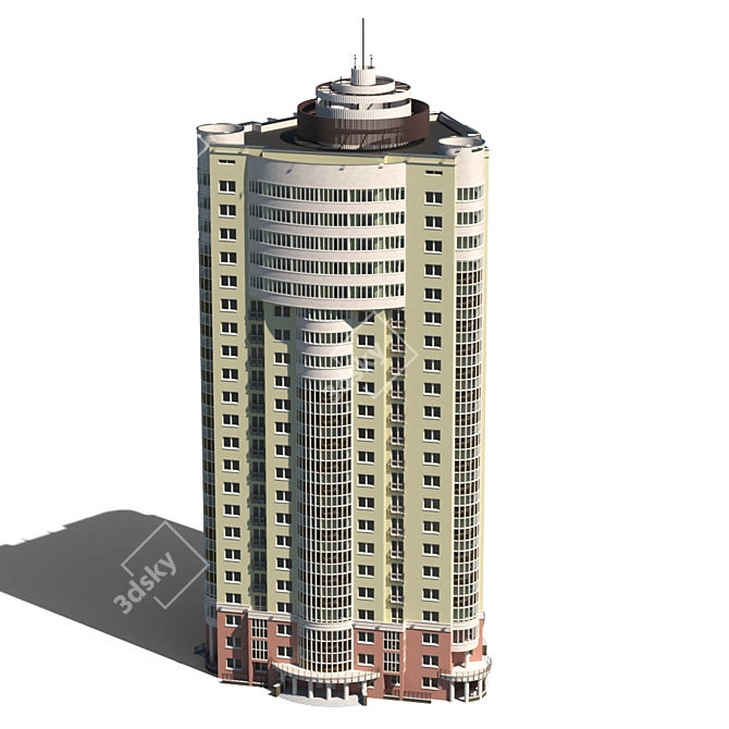 Urban Tower: 22-Story Residential Building 3D model image 9