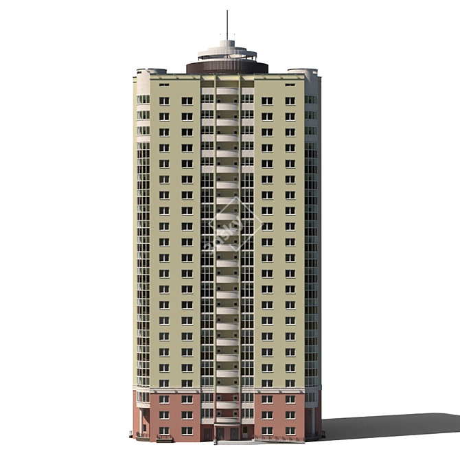 Urban Tower: 22-Story Residential Building 3D model image 10