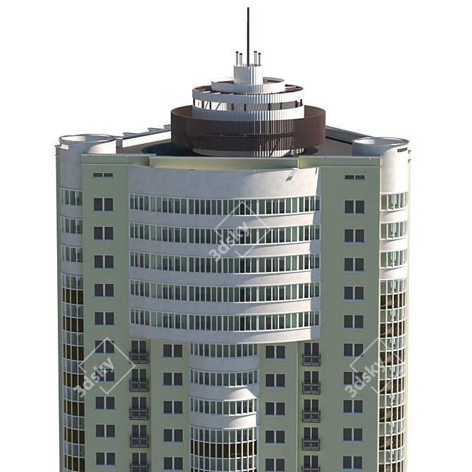 Urban Tower: 22-Story Residential Building 3D model image 11