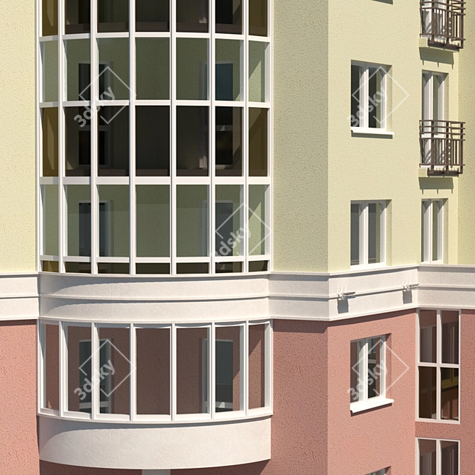 Urban Tower: 22-Story Residential Building 3D model image 12