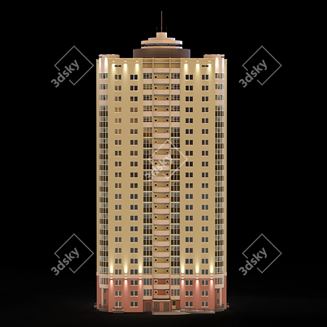 Urban Tower: 22-Story Residential Building 3D model image 13