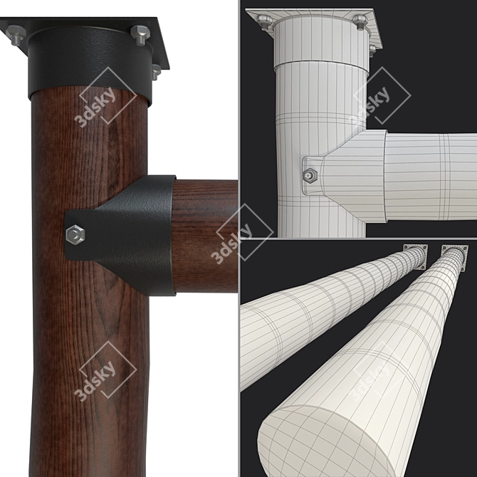 Rustic Wooden Post: High-Quality Textures, Smooth Geometry 3D model image 7