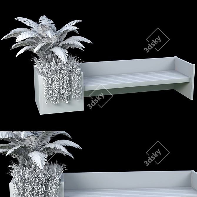 Urban Oasis: Bench with Plant 3D model image 4