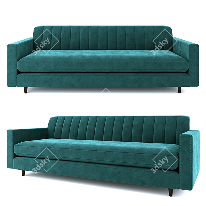 Luxurious Green Velvet Primavera Sofa 3D model image 1