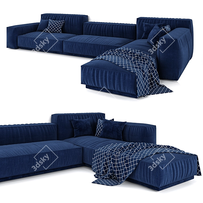 Luxury Navy Velvet Sofa 3D model image 2