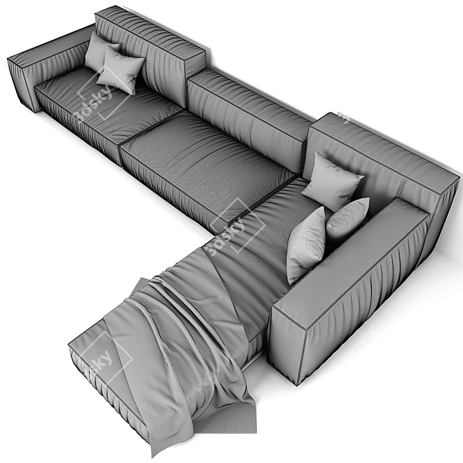 Luxury Navy Velvet Sofa 3D model image 3