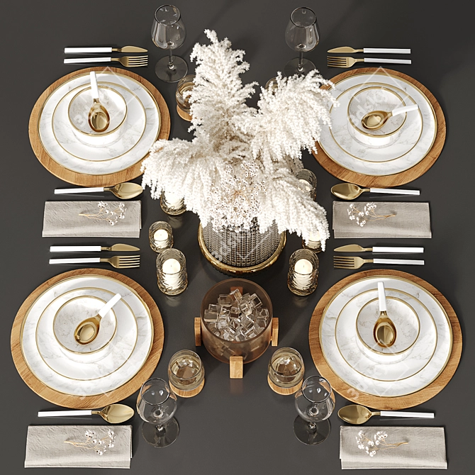 Elegant Table Set for Stylish Homes 3D model image 1